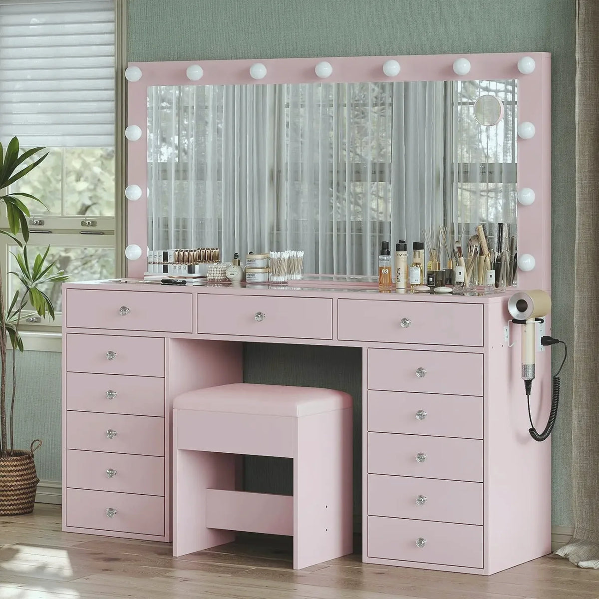 The Grand Vanity Desk with Charging Station & 13 Drawers — view 8