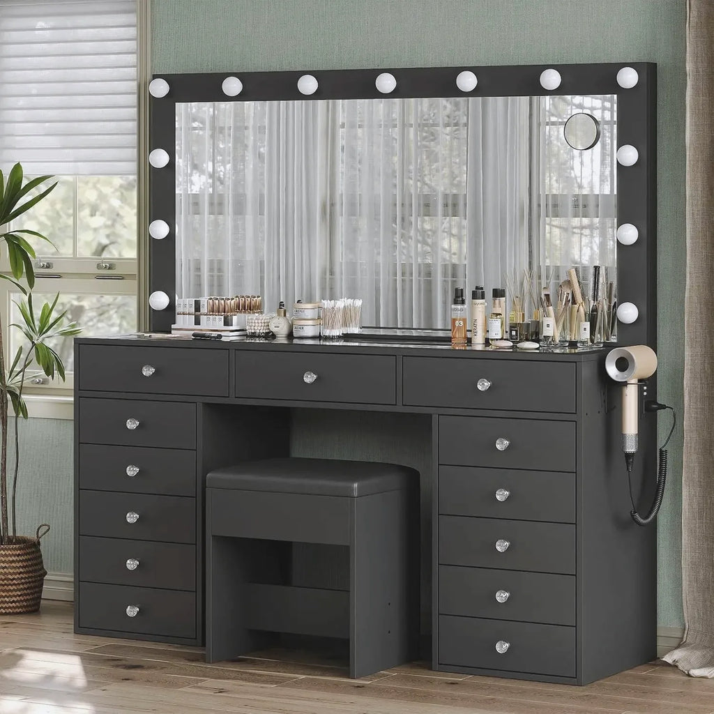 The Grand Vanity Desk with Charging Station & 13 Drawers — view 9