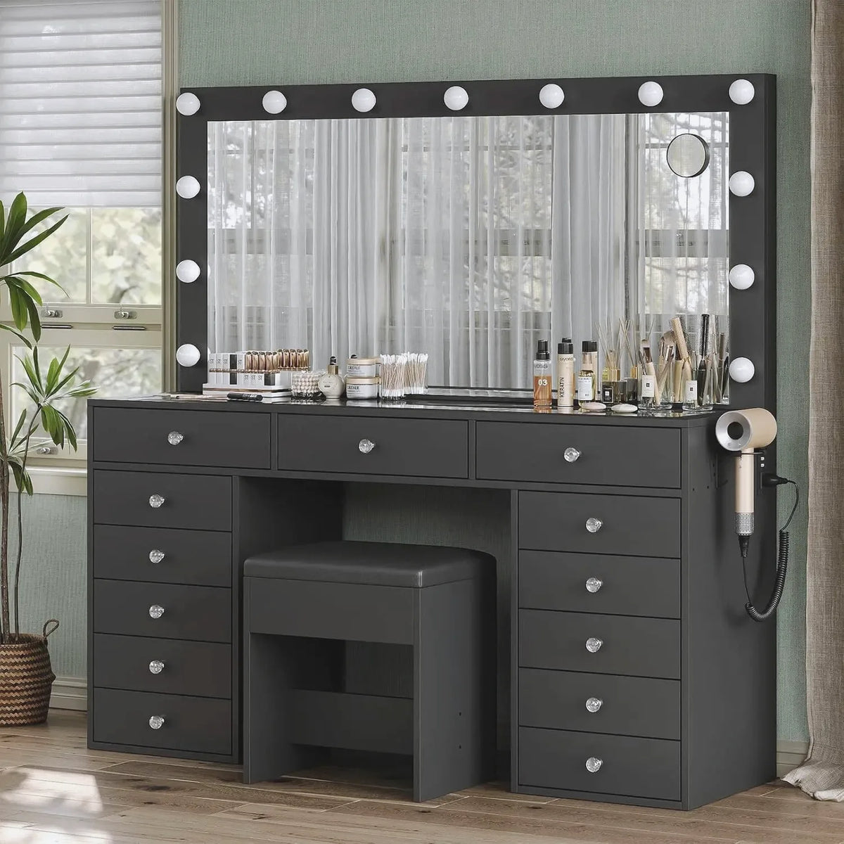 The Grand Vanity Desk with Charging Station & 13 Drawers — view 9