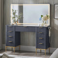 Fluted Vanity Desk with Nine Drawers & LED Mirror | Beautifully Within