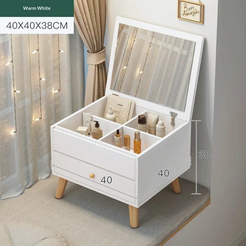 Window Seat Vanity Table with LED Mirror & Storage Drawers — view 9