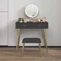 Leather-Wrapped Vanity Desk with Rotating Mirror & Stool | Beautifully Within