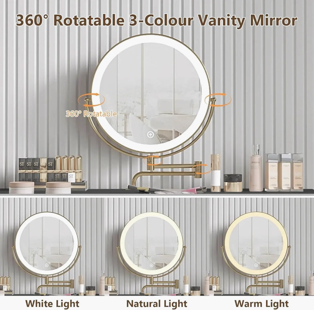 Leather-Wrapped Vanity Desk with Rotating Mirror & Stool — view 6