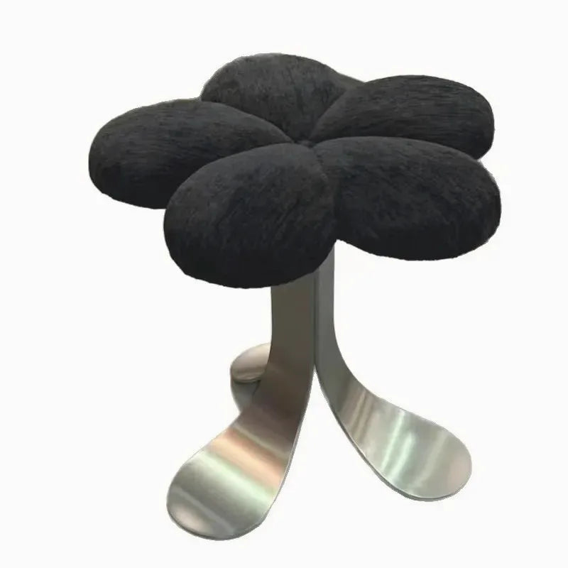 Velvet Vanity Stool with Steel Legs — view 2