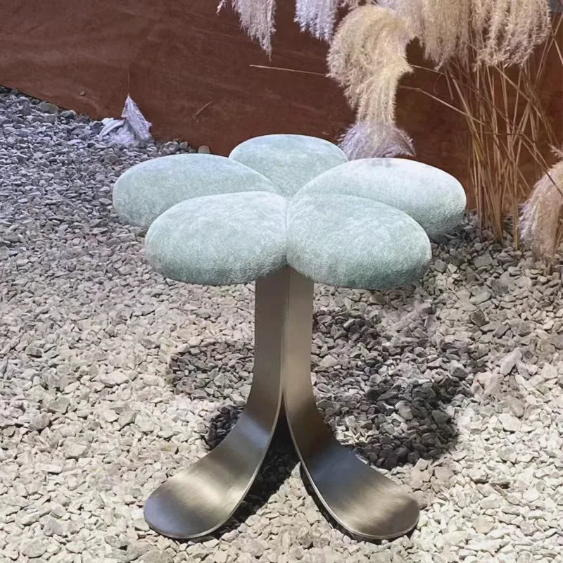 Velvet Vanity Stool with Steel Legs — view 6