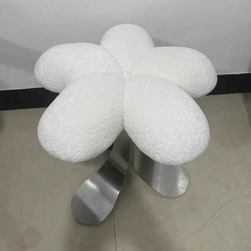 Velvet Vanity Stool with Steel Legs — view 7
