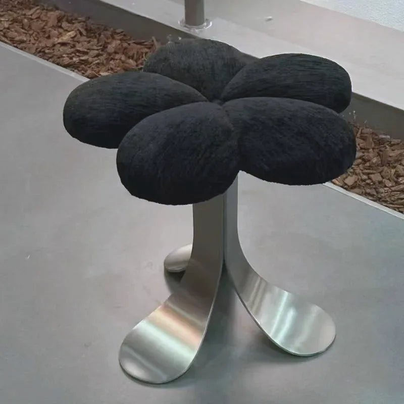 Velvet Vanity Stool with Steel Legs — view 8