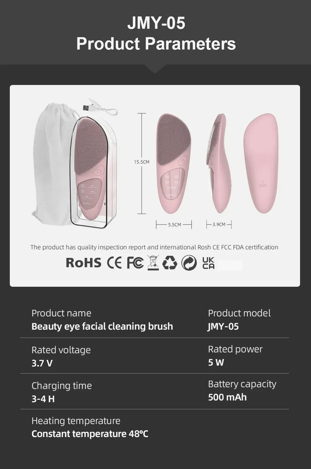 Sonic Heated Facial Cleansing Brush with Eye Massager — view 9