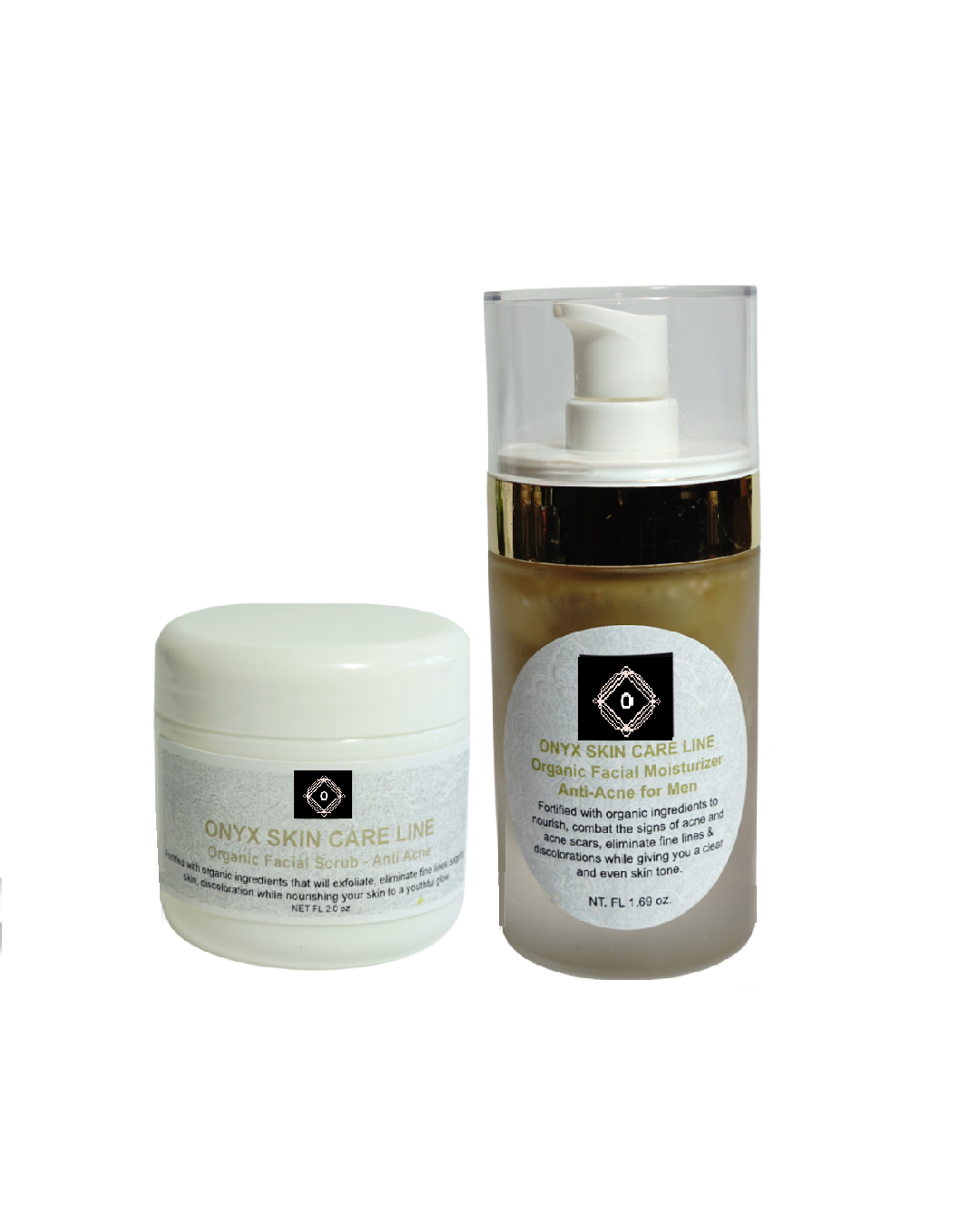 Anti-Acne Organic Two-Step System Facial Scrub and Moisturizer - For MEN-0