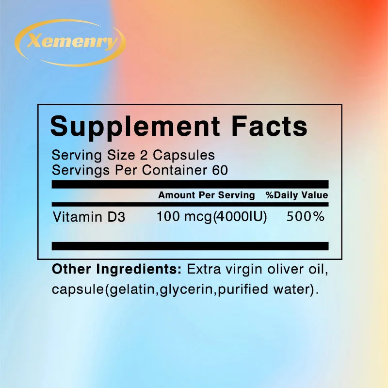 Vitamin D3 4000IU – Immune, Muscle, Bone & Teeth Support (120)