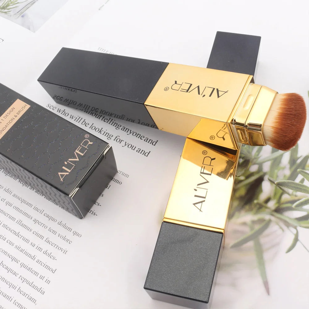 2-in-1 Ivory Foundation – Built-In Brush Concealer Makeup