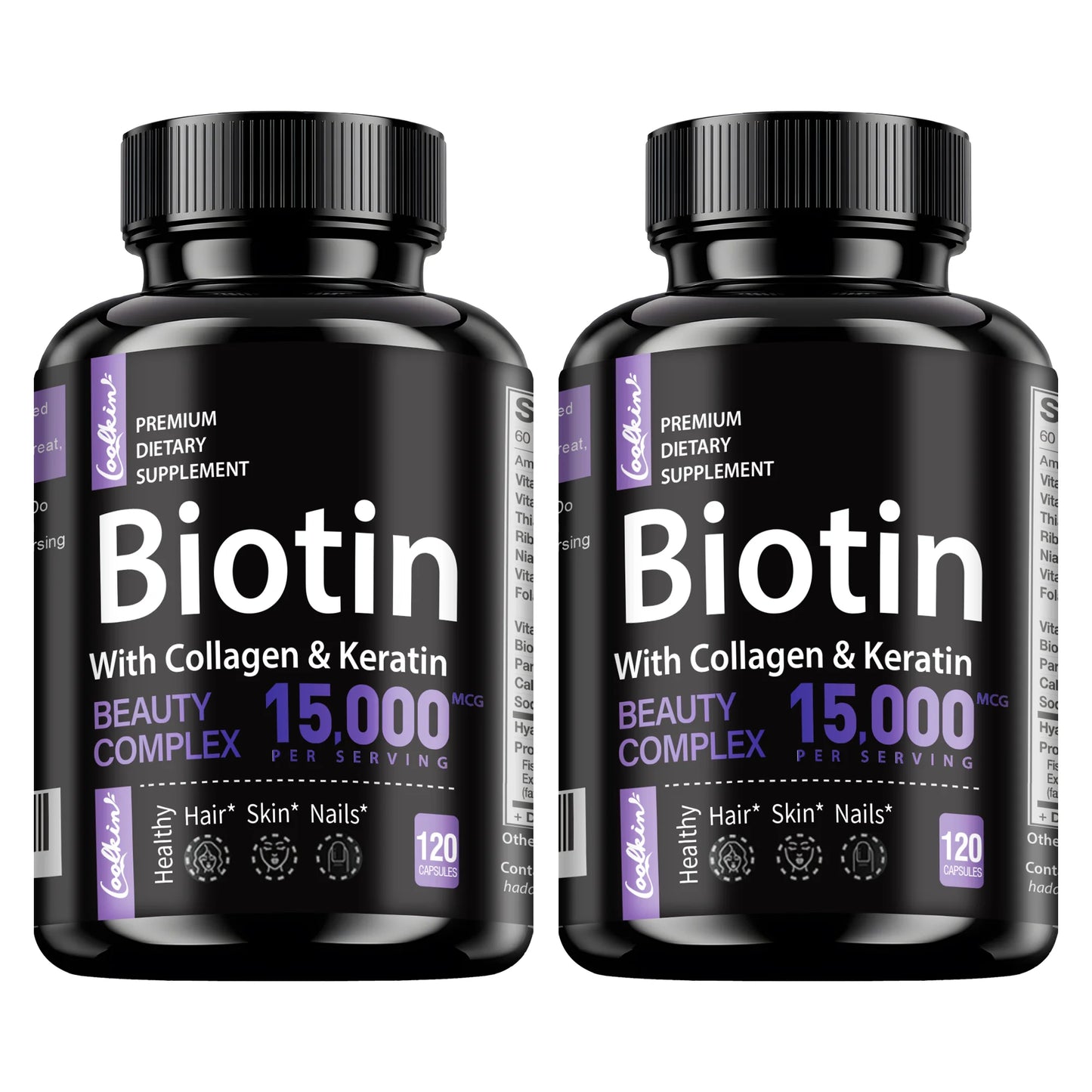 Biotin with Collagen & Keratin – Hair, Skin & Nail Support (120 Ct)