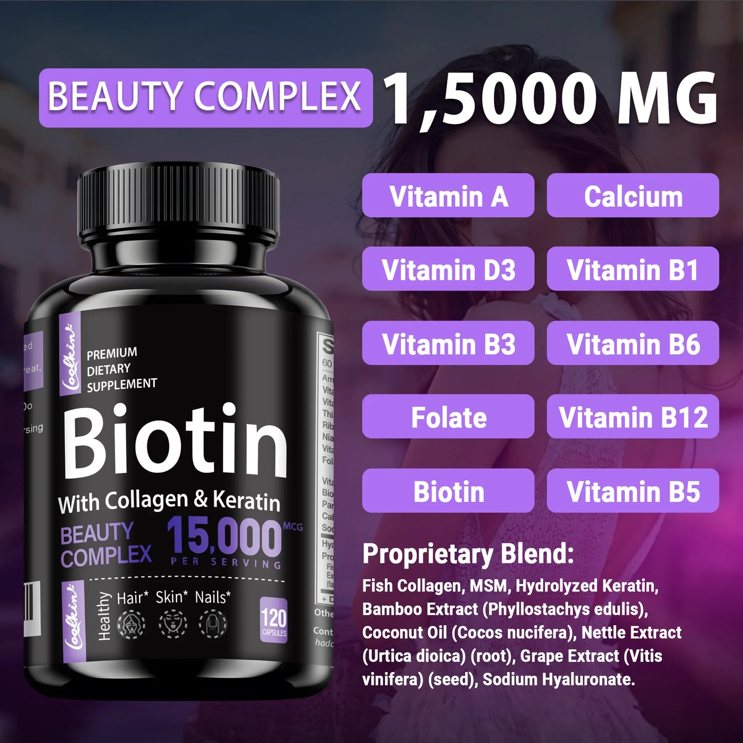 Biotin + Collagen & Keratin – Hair, Skin & Nails Support (120)