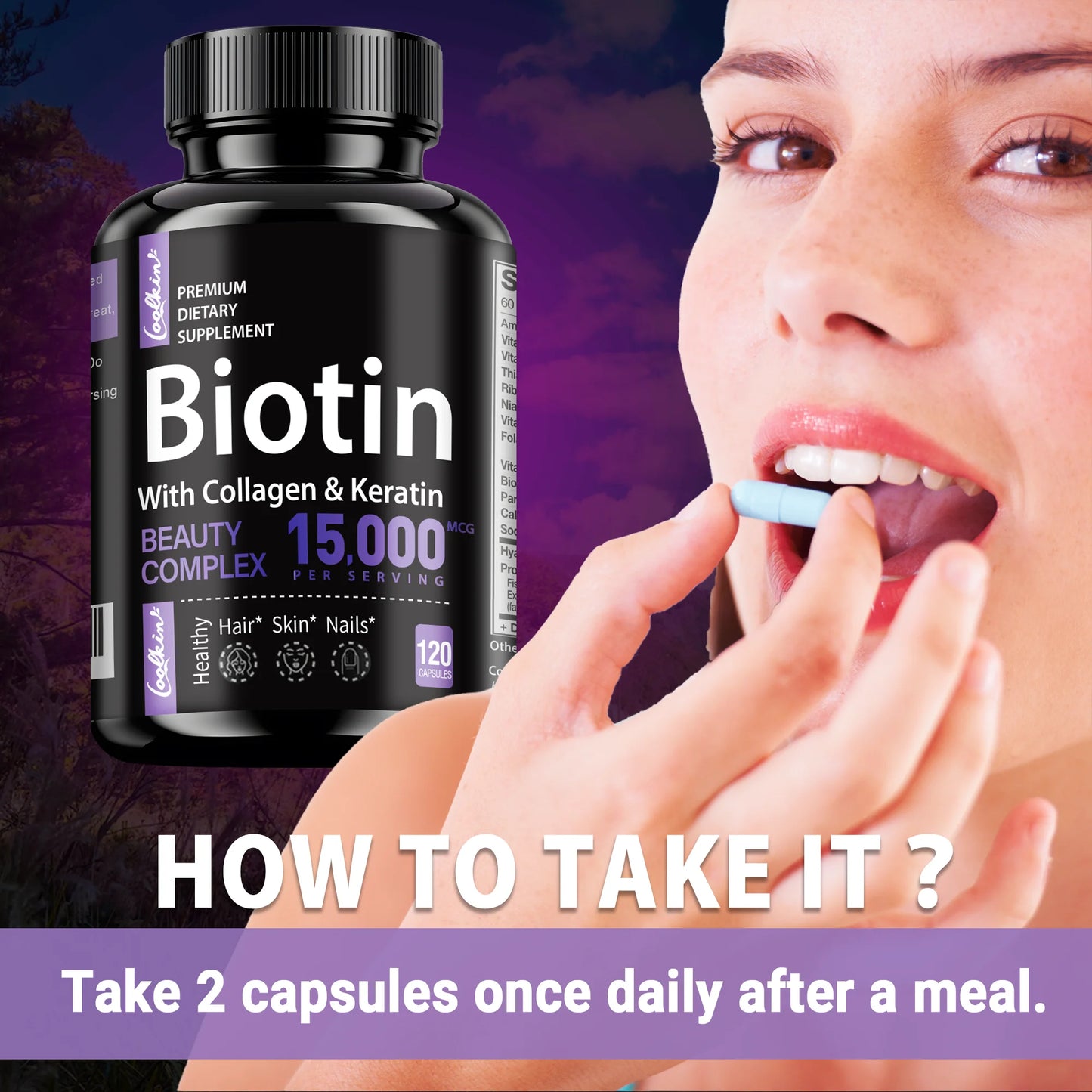 Biotin + Collagen & Keratin – Hair, Skin & Nails Support (120)