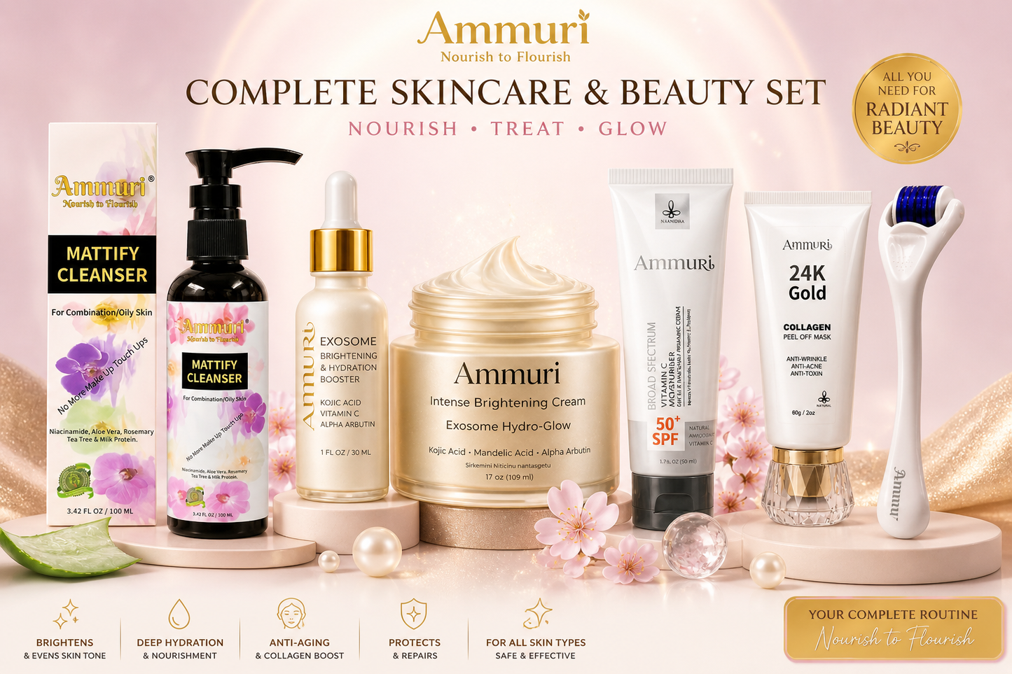 Complete Brightening Skincare & Beauty Set | Nourish, Treat & Glow | Ammuri-0