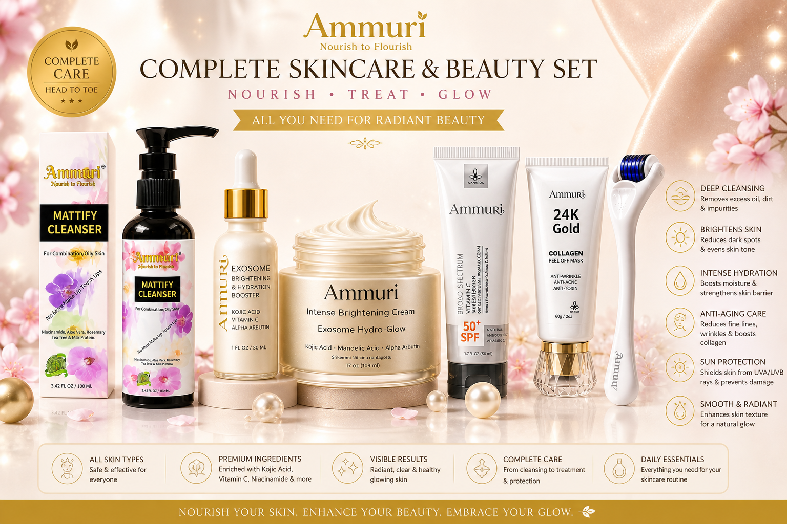 Complete Brightening Skincare & Beauty Set | Nourish, Treat & Glow | Ammuri-1