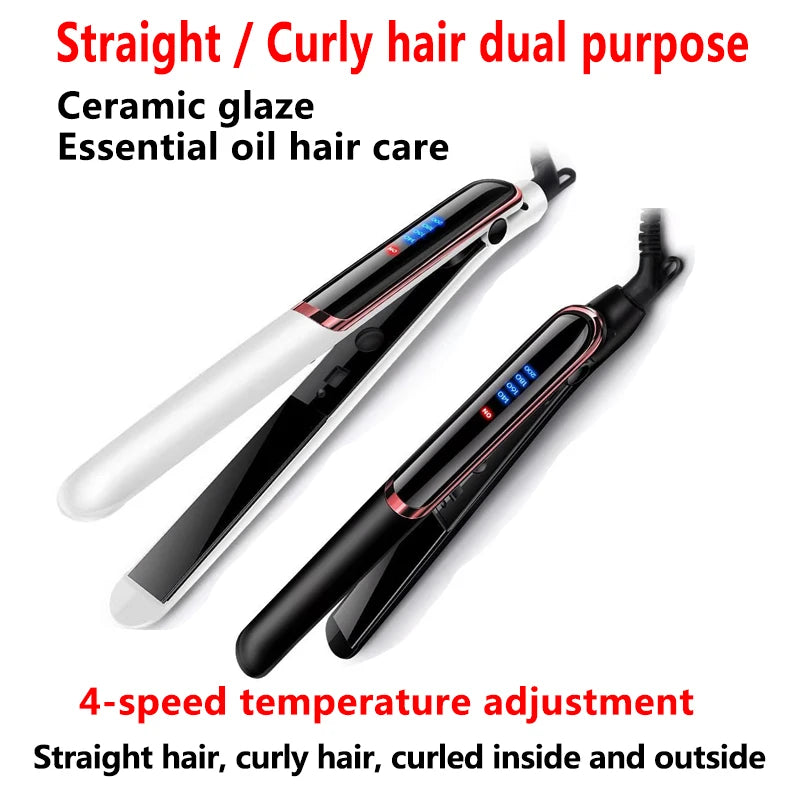 2-in-1 Hair Styler – Ceramic Straightener & Curling Comb