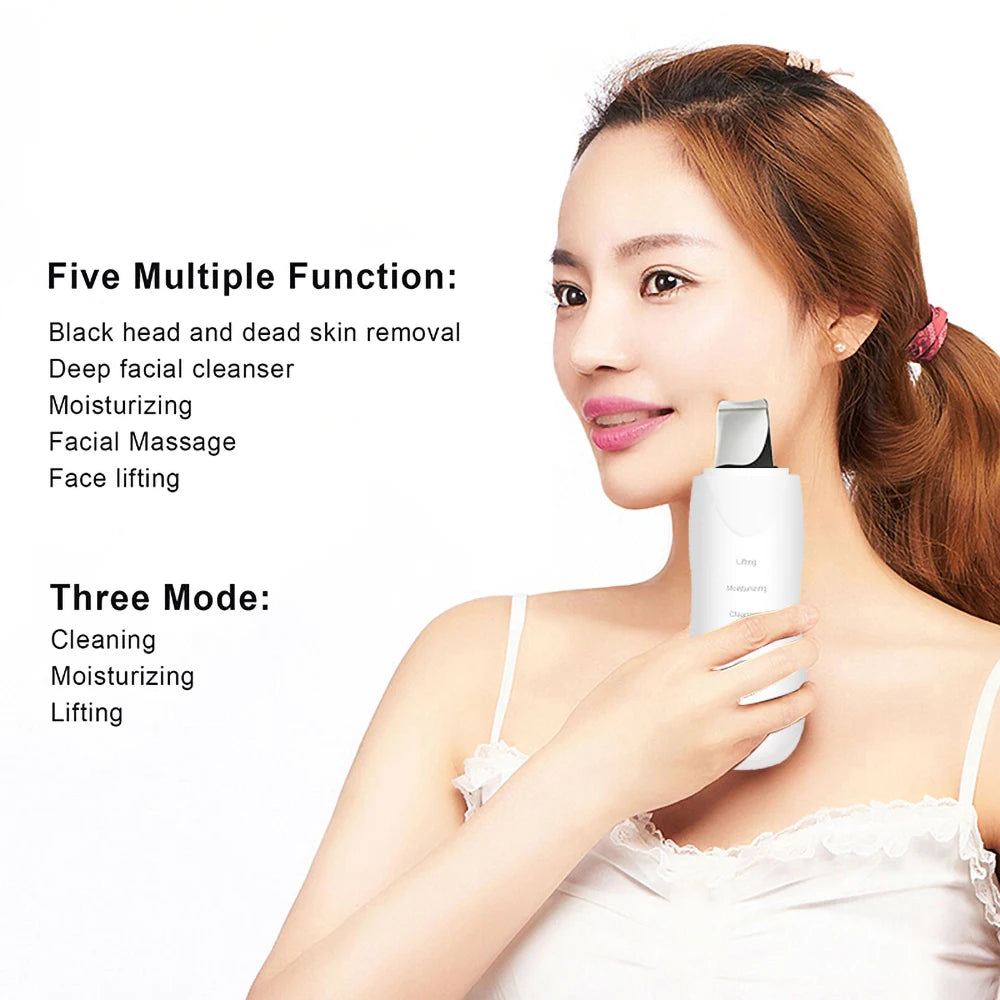 Ultrasonic Skin Scrubber Facial Cleanser Blackhead Remover Face Massager