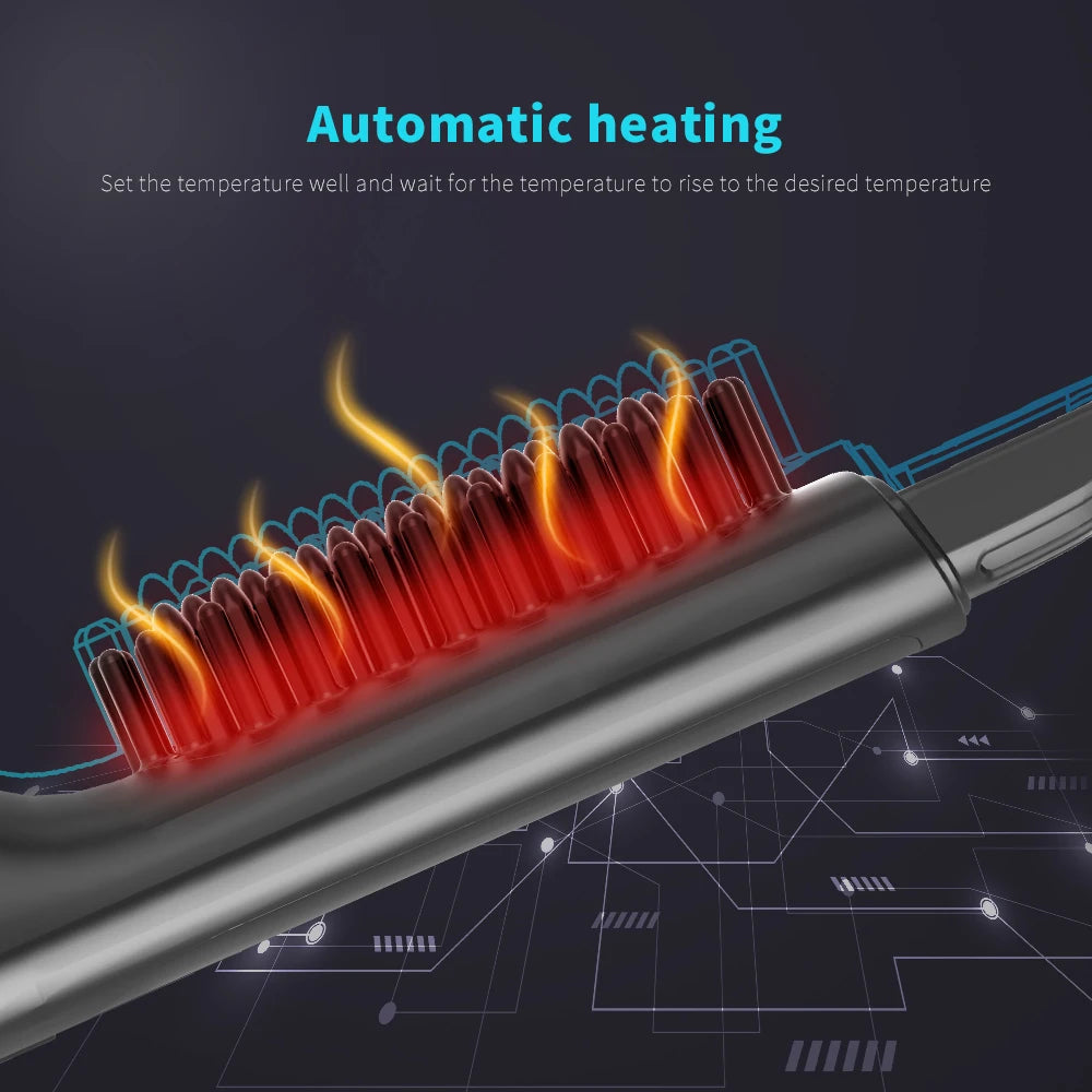 Wireless Beard Straightener Comb – Heated Styling Brush