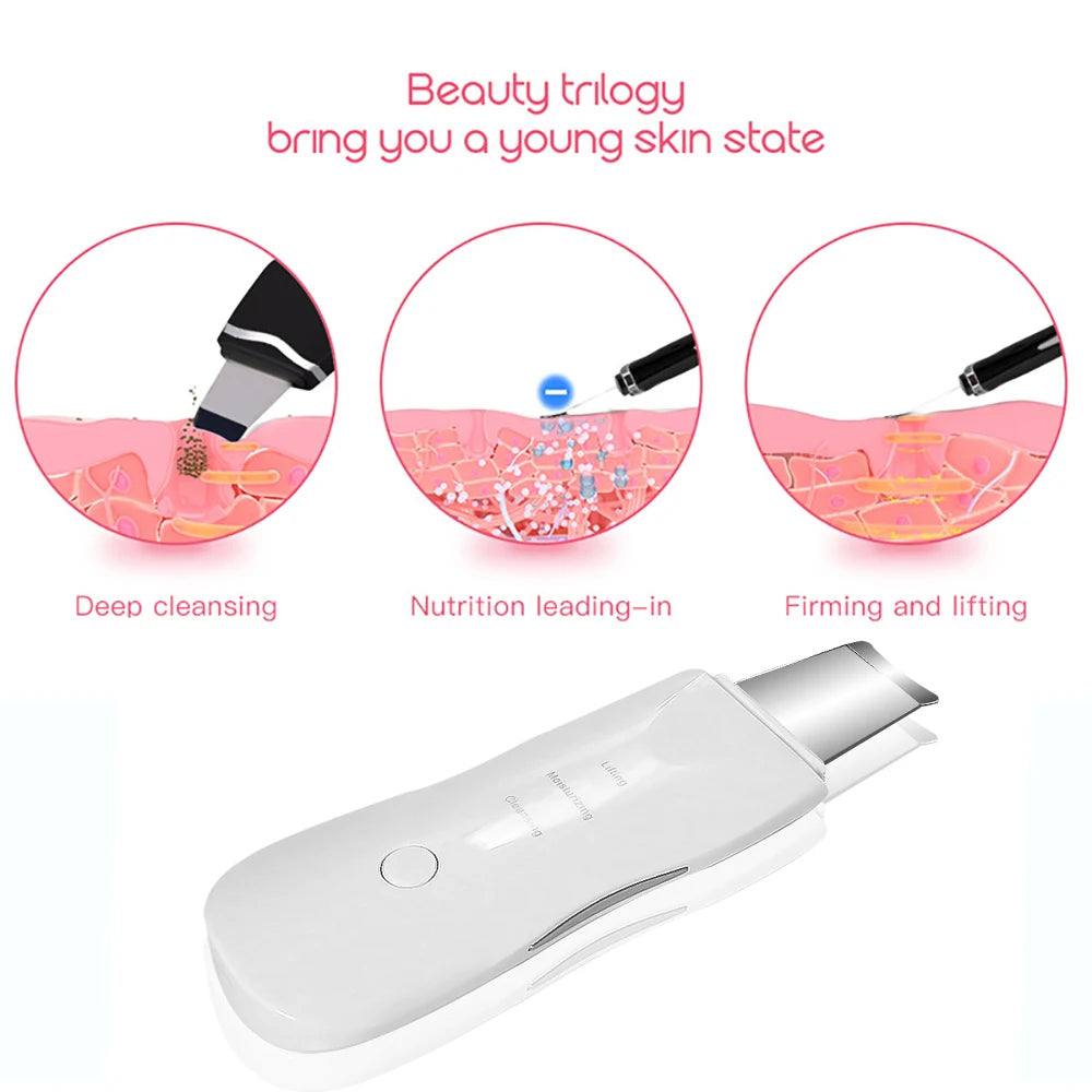 Ultrasonic Skin Scrubber Facial Cleanser Blackhead Remover Face Massager