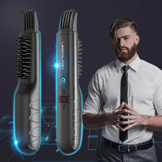 Wireless Beard Straightener Comb – Heated Styling Brush