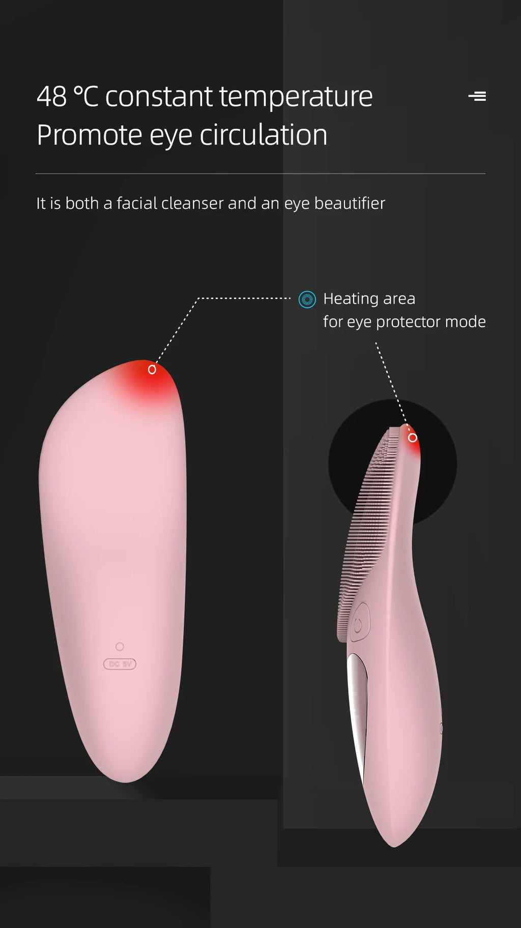 Sonic Heated Facial Cleansing Brush with Eye Massager