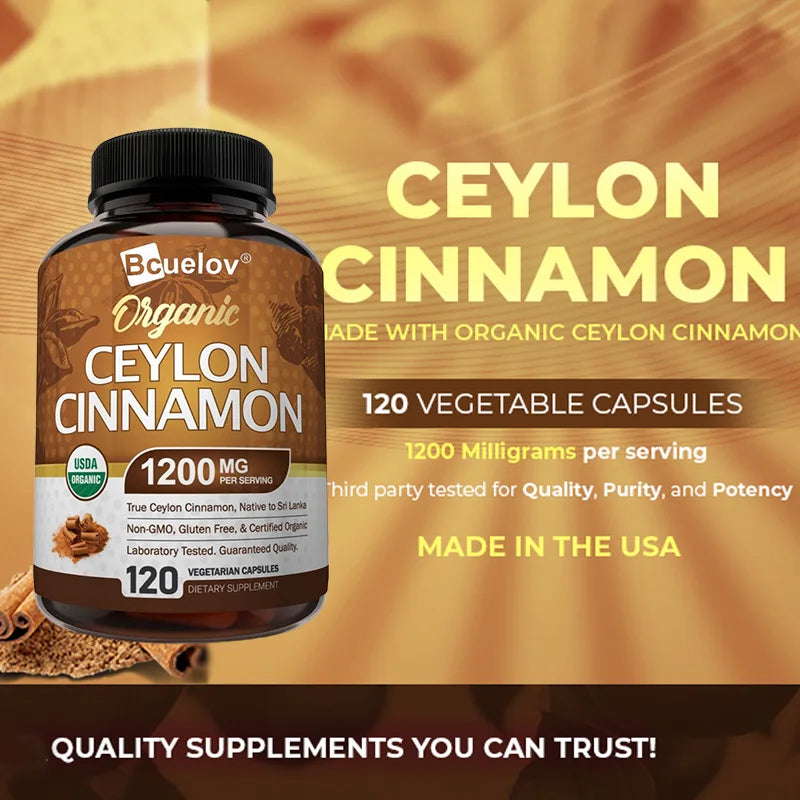 Organic Ceylon Cinnamon 1200mg – Blood Sugar & Heart Health Support