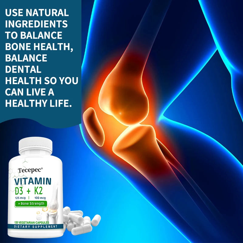 Vitamin D + K Supplement – Bone, Joint & Immune Health (120 Ct)
