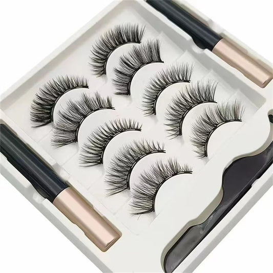 5 Pairs Magnetic Eyelashes Set – Eyeliner Kit