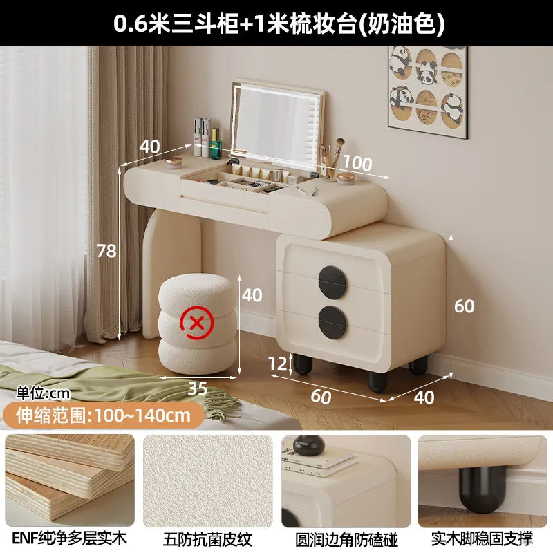 Foldable Hidden Vanity Desk with Mirror