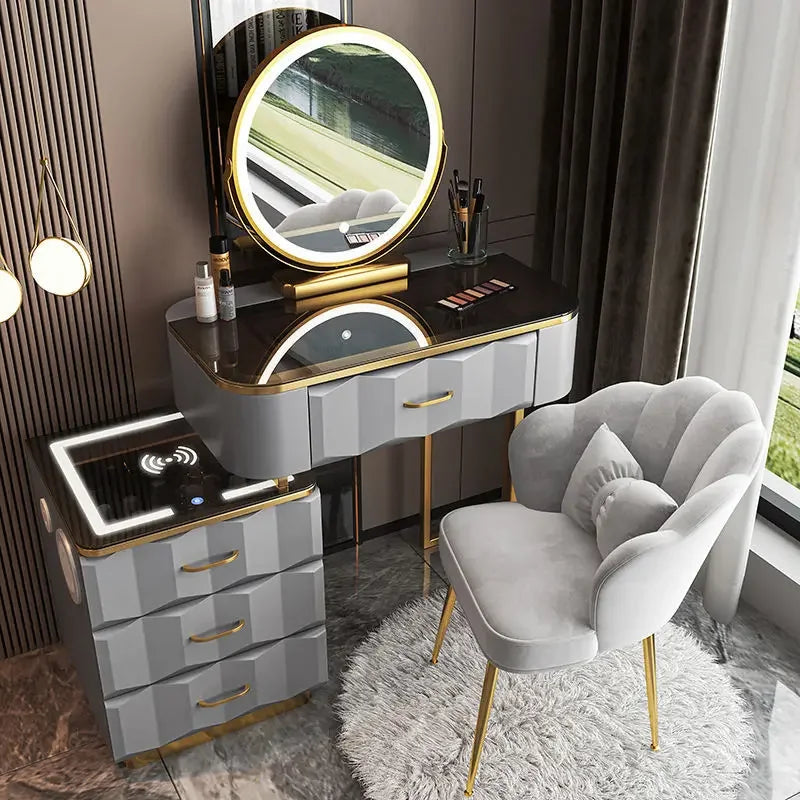Vanity Desk with Wireless Charging & Bluetooth Speaker — Vanity Furniture, Bedroom Furniture | Beautifully Within