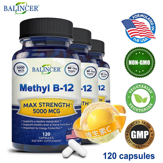 Vitamin B12 5000mcg – Energy, Brain & Heart Health Support