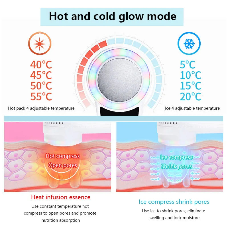 Hot Cold Facial Massager With Blue Photon For Acne Treatment And Repair
