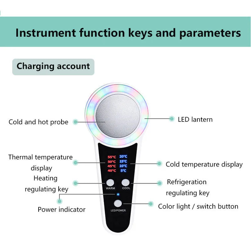Hot Cold Facial Massager With Blue Photon For Acne Treatment And Repair