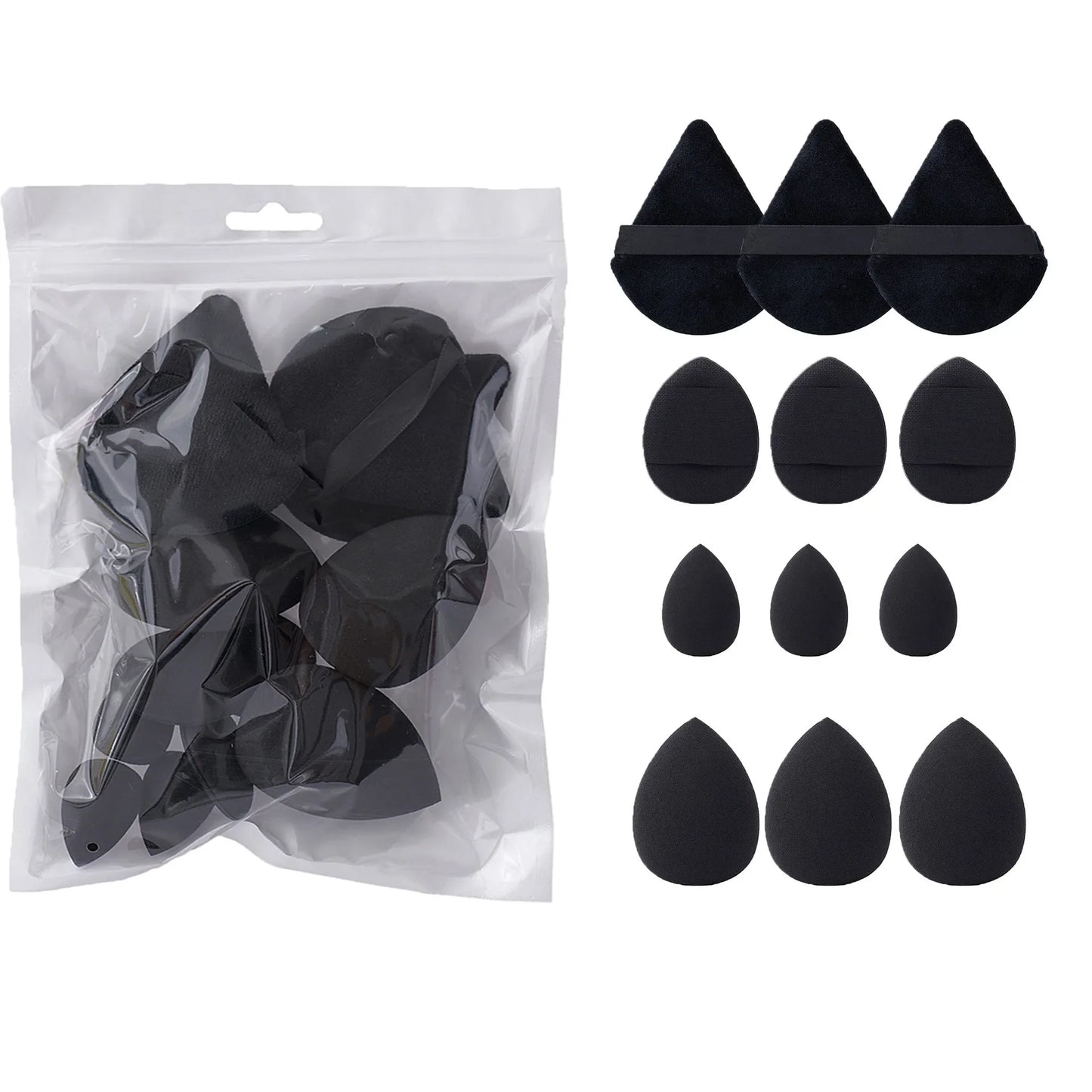 12PCS Cosmetic Puff Set – Triangle & Egg Blenders