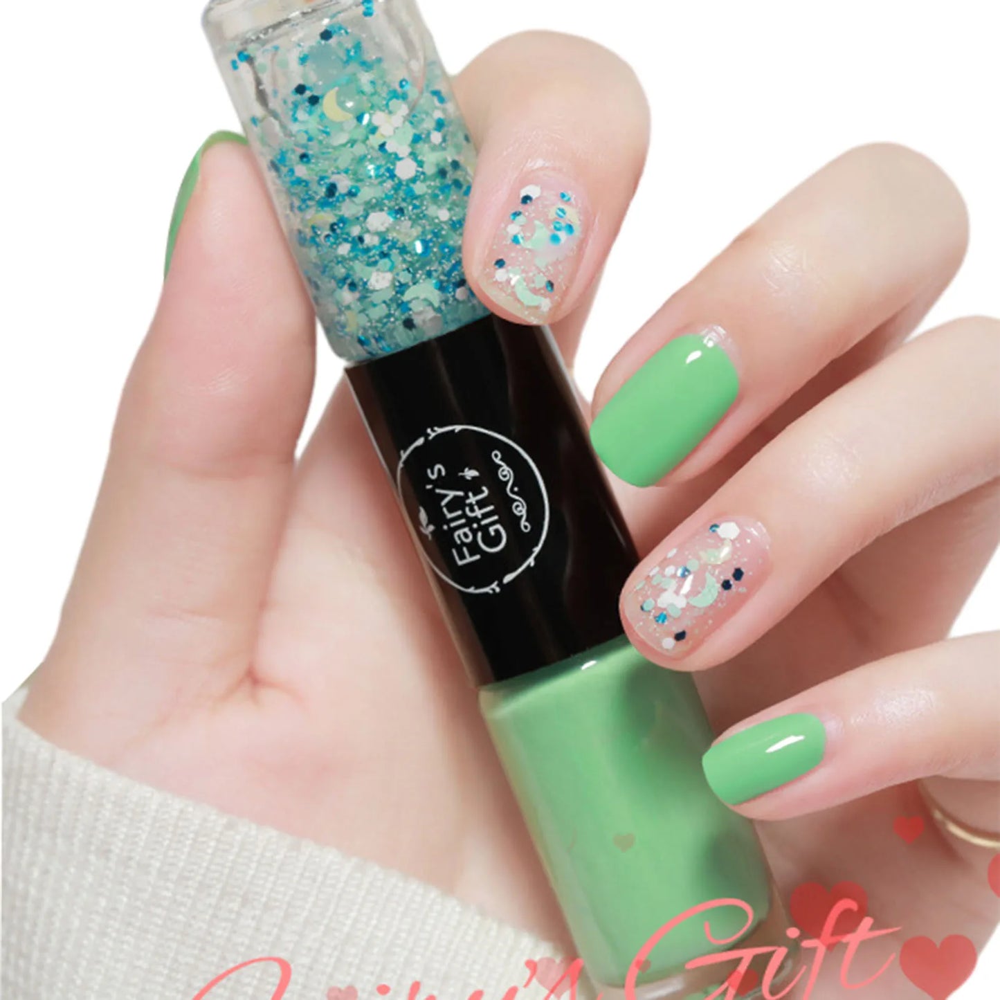 2-in-1 Glitter Nail Polish – Long-Lasting Quick-Dry Gel