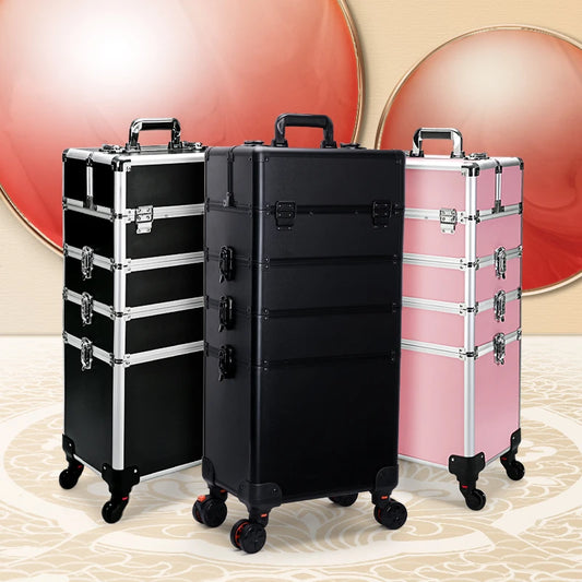 Rolling Makeup Trolley Case – Professional 4-in-1