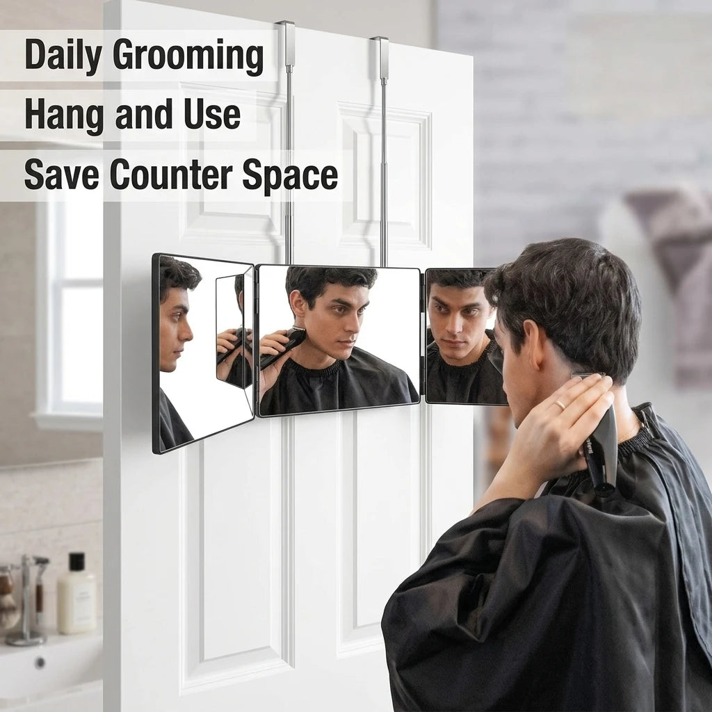 Foldable Three-Way Travel Vanity Mirror