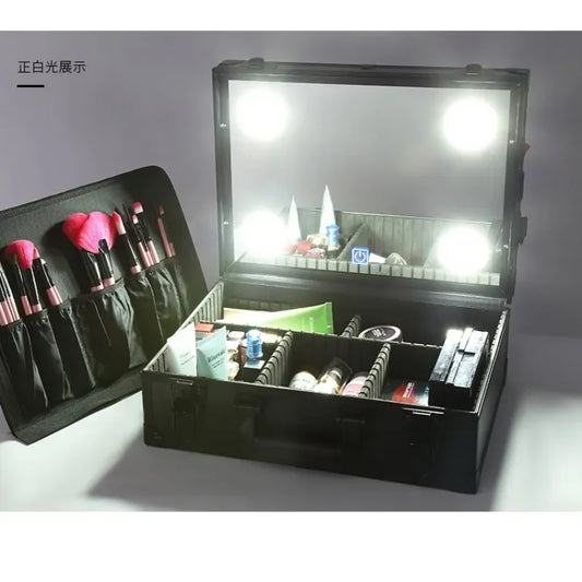 LED Cosmetic Case – Portable Makeup Toolbox with Adjustable Lighting