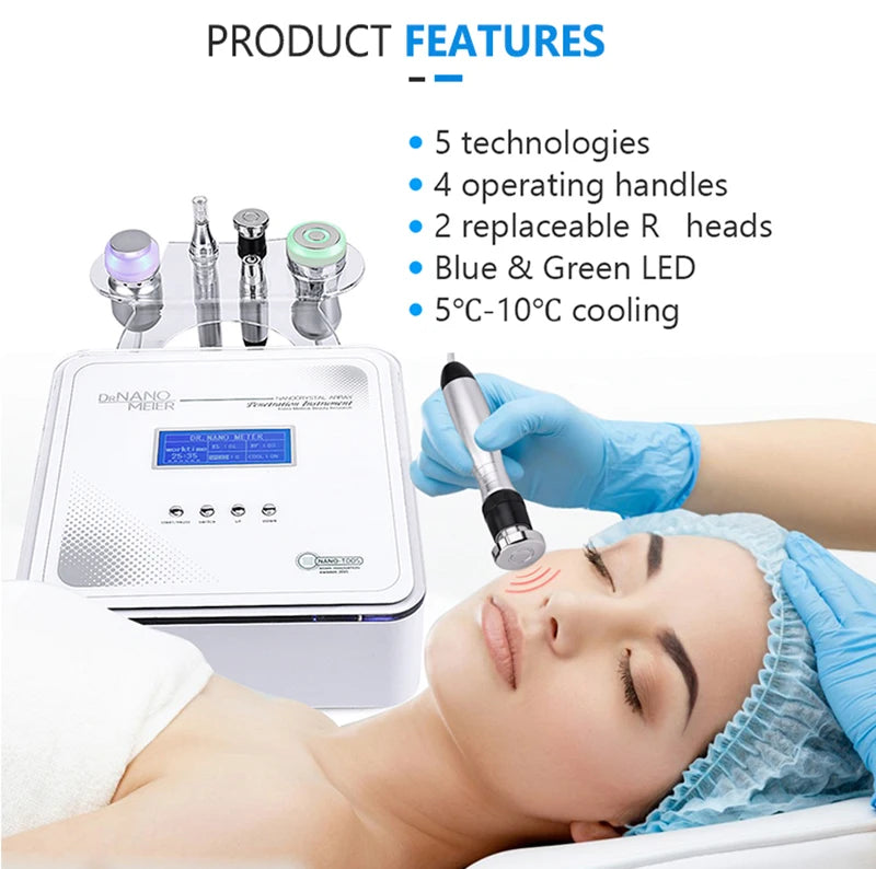 Salon Spa 4in1 Mesotherapy Facial Beauty Machine Skin Care Lifting Tightening EMS Bio Cooling Hammer Cold Therapy Micro Dermapen