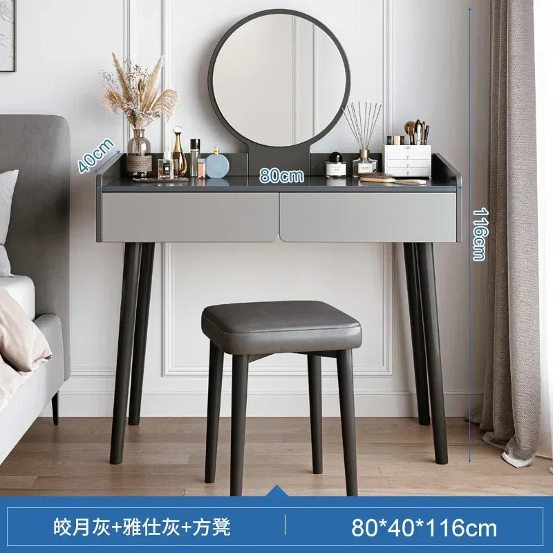 Dressers for Bedroom Dressing Tables with LED Dimming Mirror Vanity Table 2 Drawers Makeup Dresser for Bedroom Girls Furniture