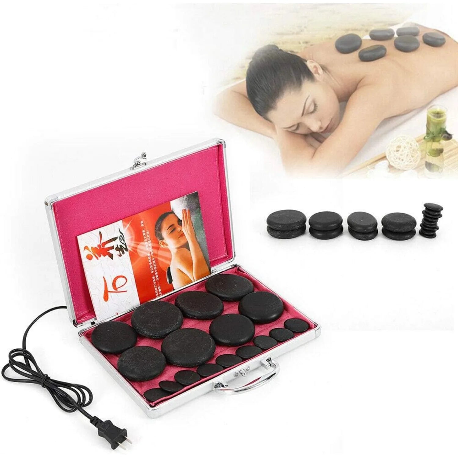 Volcanic Hot Stone Spa Massage Kit — 16 Lava Stones