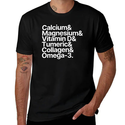 Health Supplements Calcium Magnesium Vitamin D Tumeric Collagen Omega-3 T-Shirt vintage clothes cute tops shirts men graphic