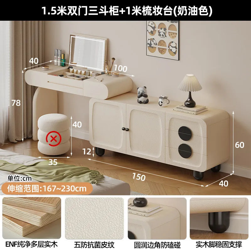 Foldable Hidden Vanity Desk with Mirror