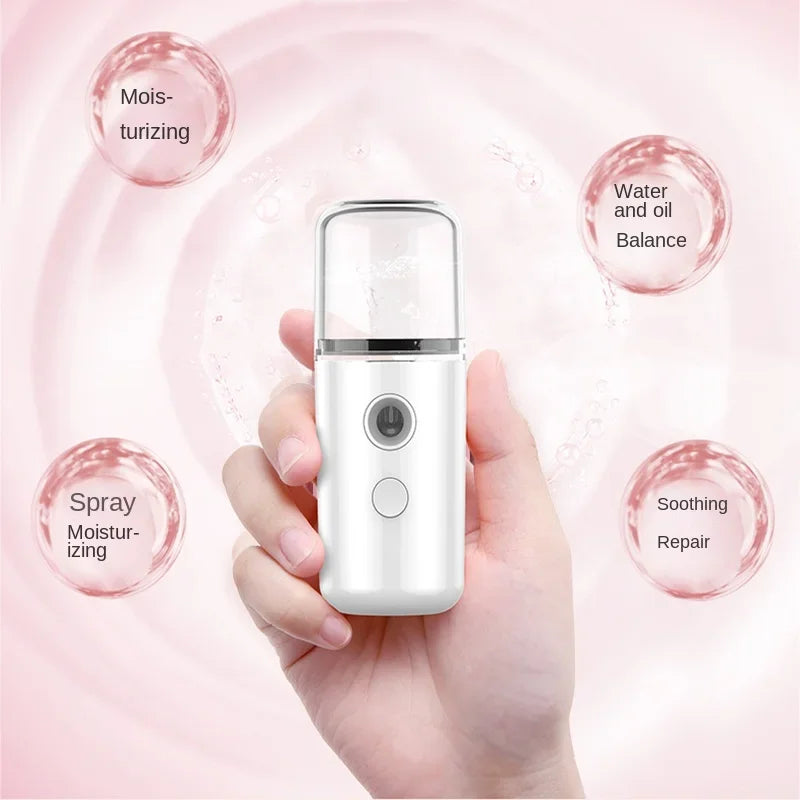 Mini Rechargeable Nano Facial Steamer Portable Humidifier Cold Steam Spray