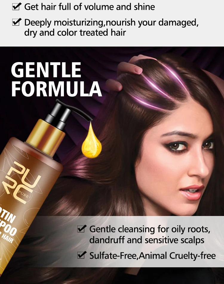 PURC Biotin Hair Growth Oil Shampoo Conditioner Sets Smoothing Anti-Hair Loss Scalp Treatment Hair Care Products for Men Women