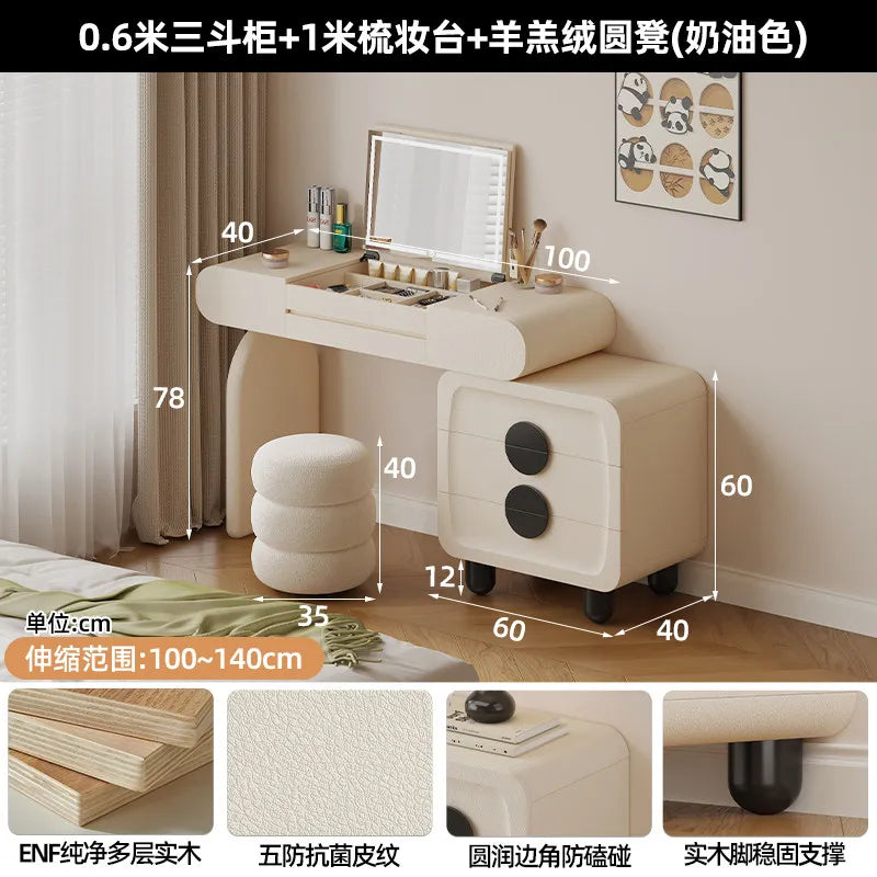 Foldable Hidden Vanity Desk with Mirror