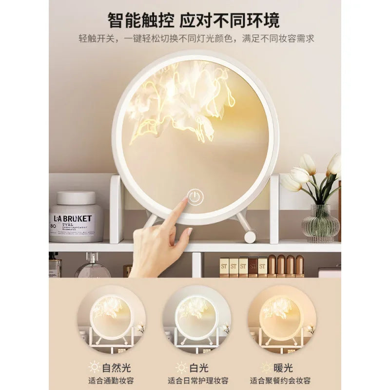 Simple Dressing Table Makeup Table with Storage Vanity Desk with Mirror and Led Lights Study Table Student Desk for Bedroom