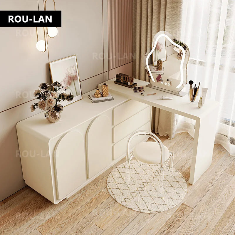 Modern Telescopic Vanity Table with Storage Cabinet — Vanity Furniture, Modern Design, Telescopic Table | Beautifully Within
