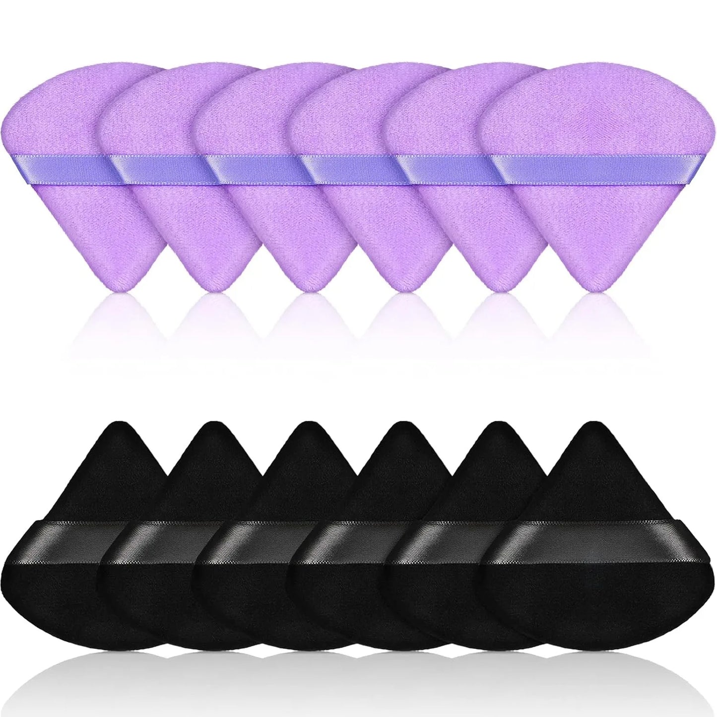 12 Pieces Powder Puff Triangle Face Makeup Cosmetic for Loose Powder Soft Body Washable Reusable Foundation Sponge Mineral Wet D